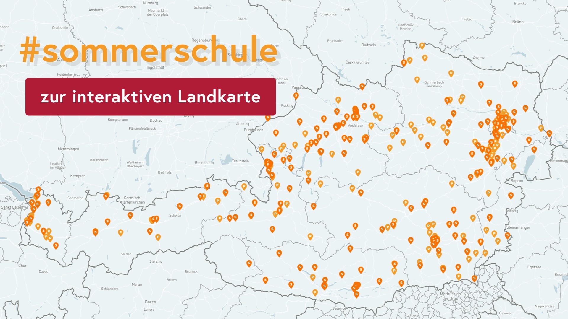 Sommerschule Landkarte mit Standorten